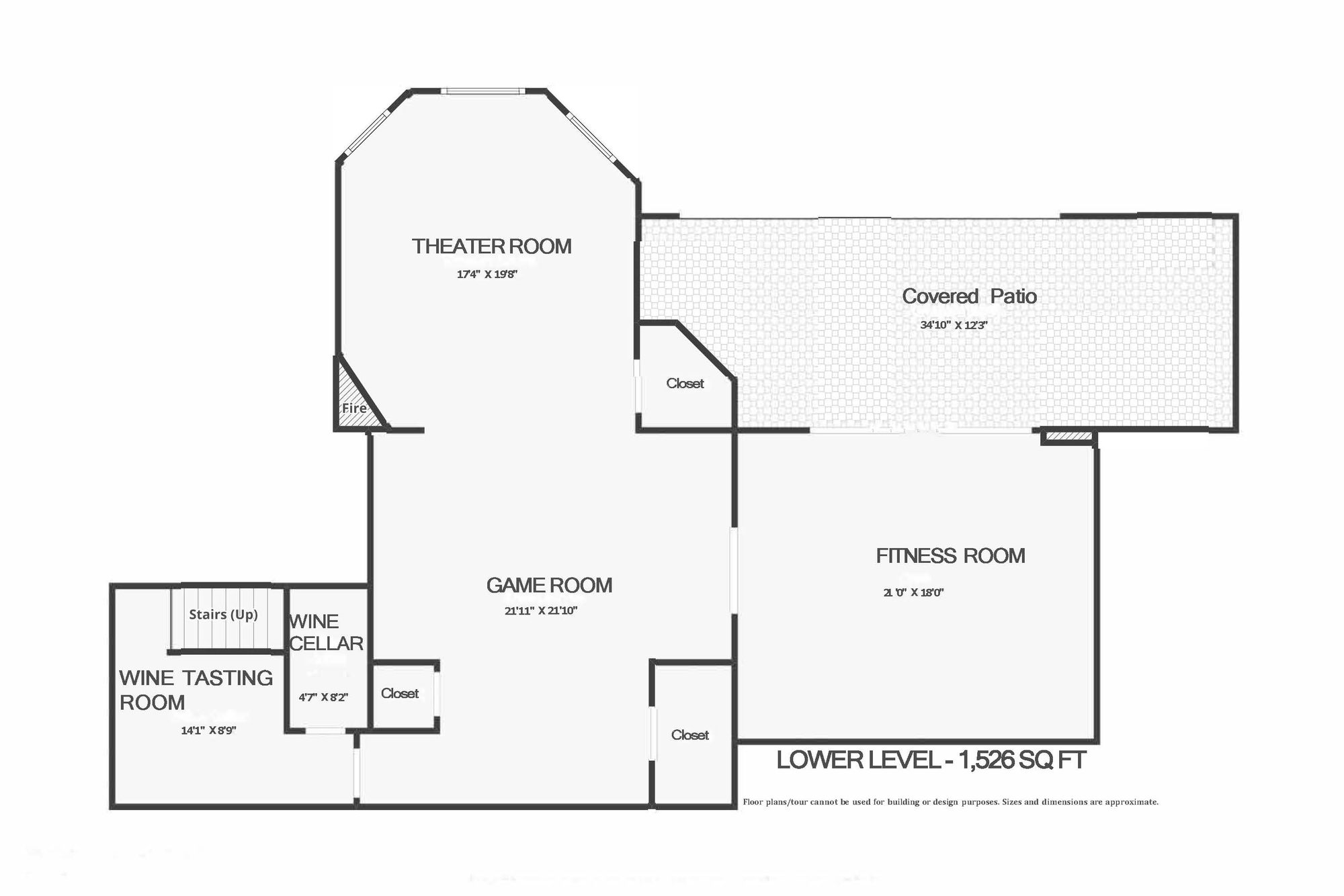 Lower level floor plan — 1,526 square feet