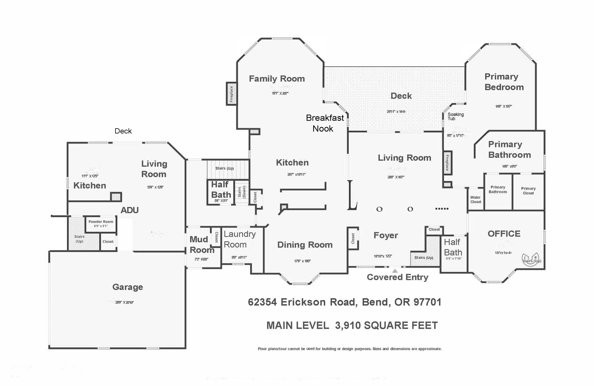 Main level floor plan — 3,910 square feet